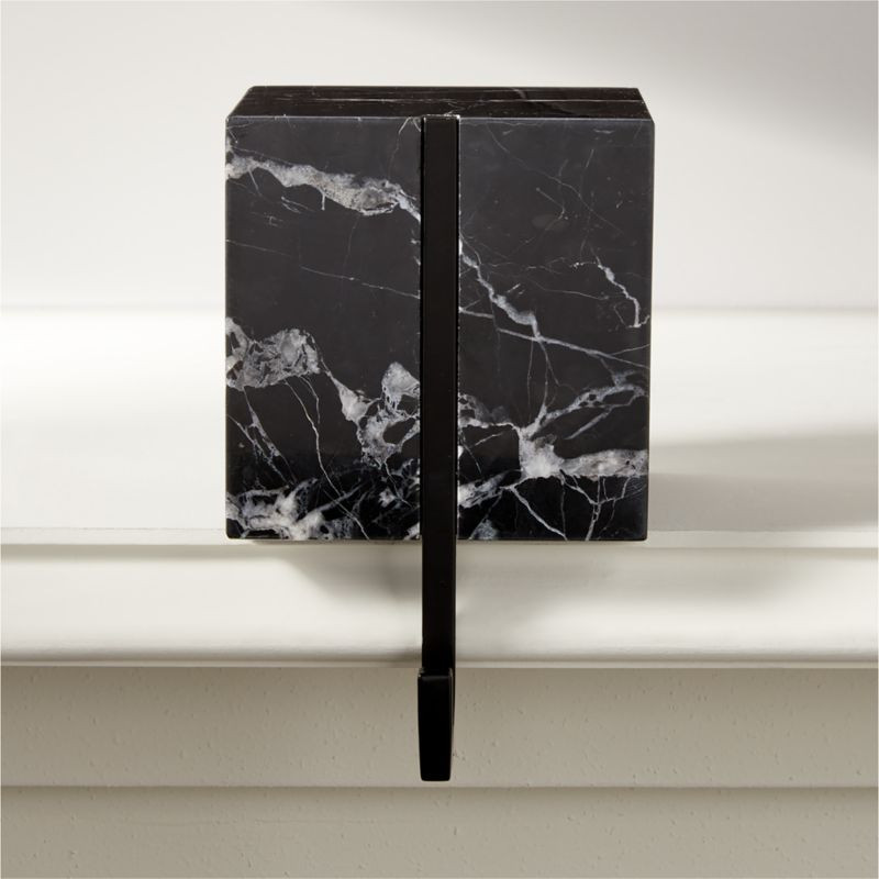 Tasha Square Black Marble Christmas Stocking Holder | CB2 | CB2