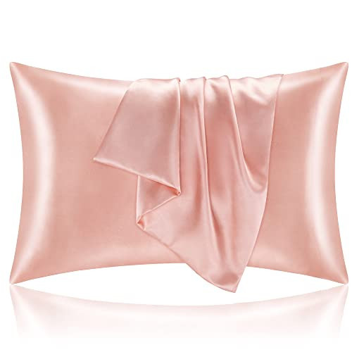 BEDELITE Satin Pillowcase for Hair and Skin, Super Soft and Cooling Similar to Silk Pillow Cases 2 Pack with Envelope Closure, Gift for Women Men(20"x26" Standard Size, Coral) | Amazon (US)