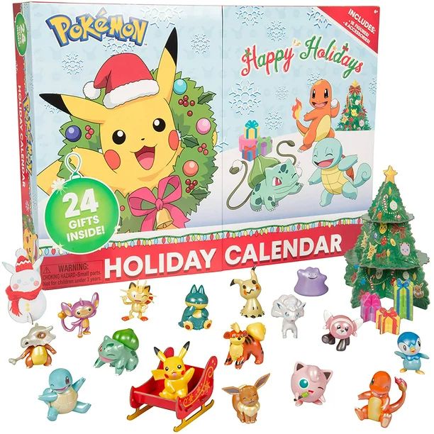 Pokemon 2021 Holiday Advent Calendar for Kids, 24 Pieces - Includes 16 Toy Character Figures & 8 ... | Walmart (US)