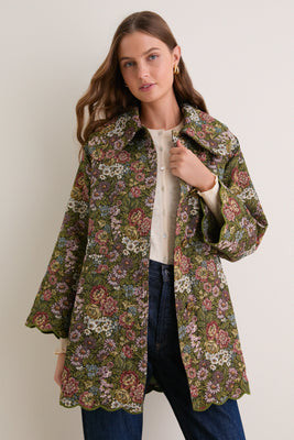 Green Flower Jacquard Trenchcoat | Tuckernuck (US)