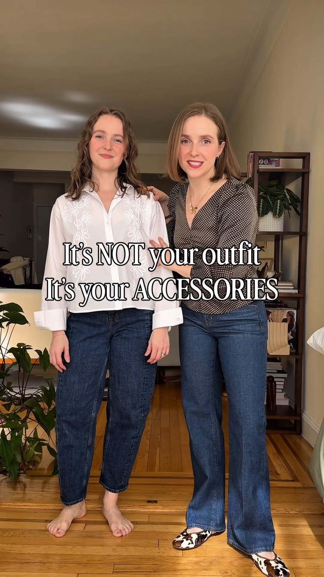 It’s not your outfit it’s your accessories. 0 regular in jeans. Xs petite in white shirt 