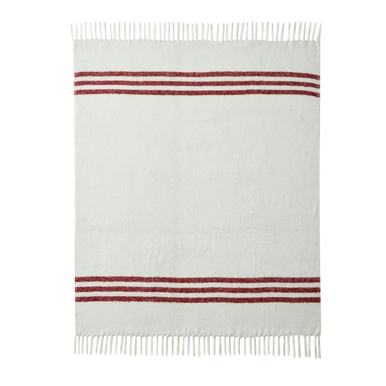 My Texas House Taylor White/Red Stripe Cotton-Rich Throw, 50" x 60" | Walmart (US)