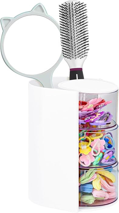 Hair Accessories Organizer with Hair Brush Holder, Rotatable Makeup Brush and Jewelry Storage Box... | Amazon (US)