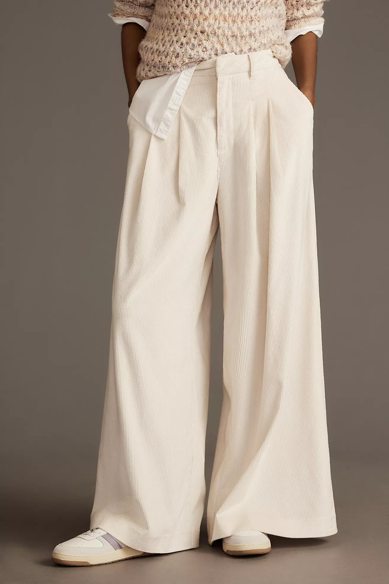 The Avery Pleated Wide-Leg Trousers by Maeve: Corduroy Edition | Anthropologie (US)