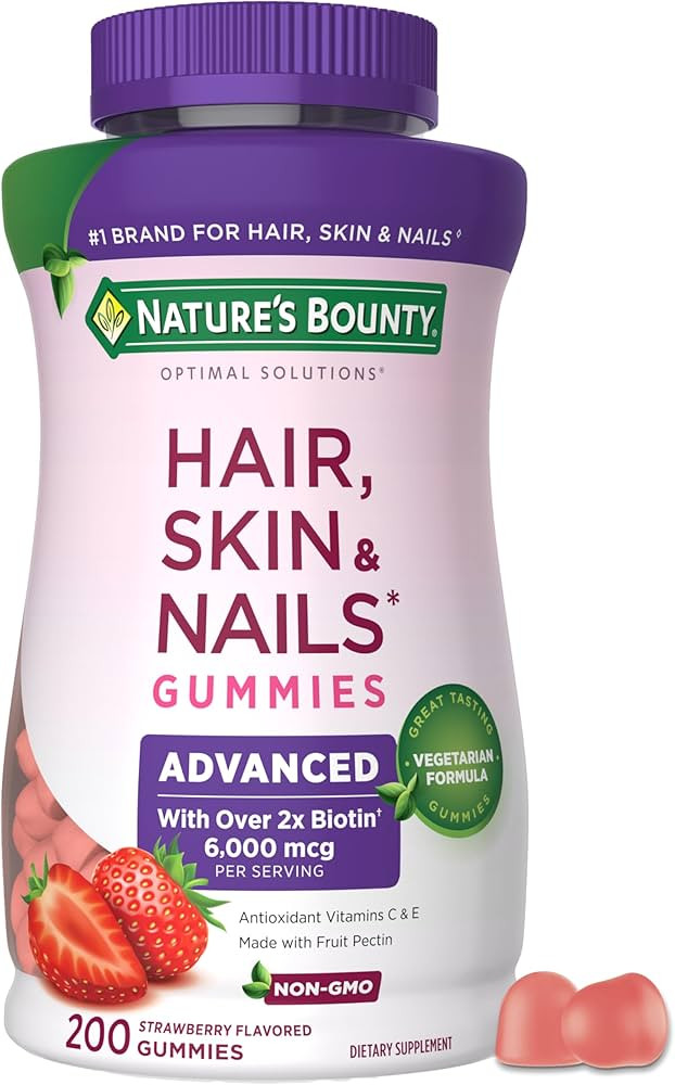 Nature’s Bounty Optimal Solutions Advanced Hair, Skin and Nails Pectin Gummies, 2x Biotin Per S... | Amazon (US)