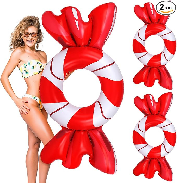 Karenhi 2 Pack Christmas in July Pool Floats Wreath Inflatable Pool Floats Christmas Pool Floats ... | Amazon (US)