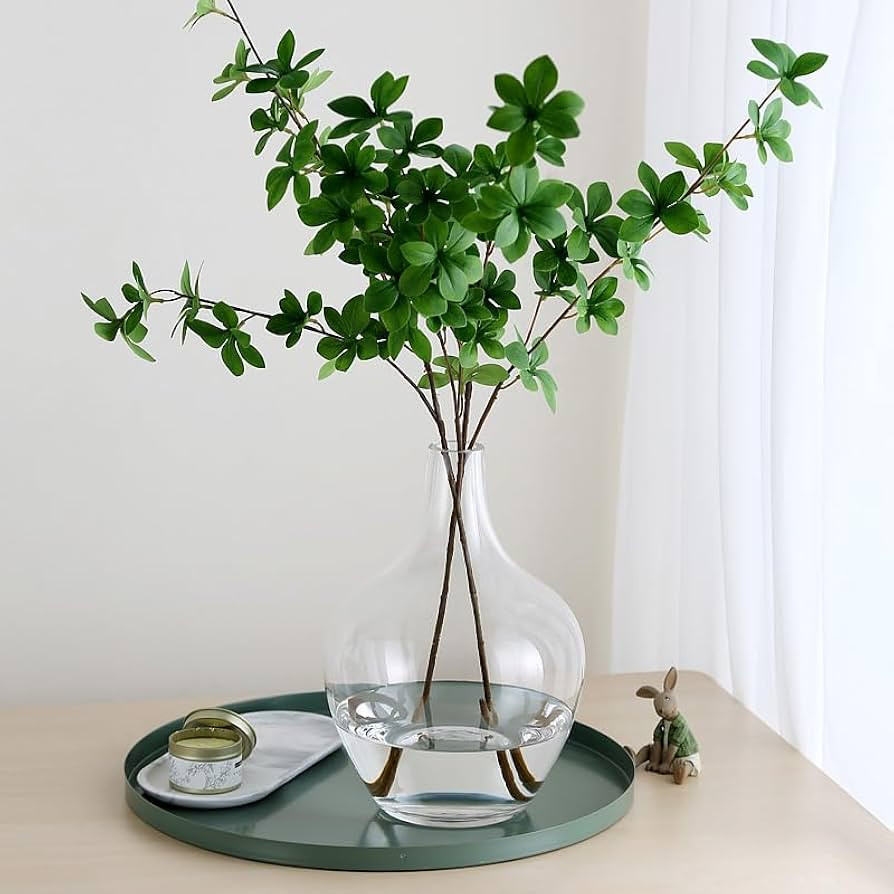 Ryddelighome Large Clear Glass Vase 12 Inch - Round Glass Vase for Flowers, Clear Round Vase Pamp... | Amazon (US)