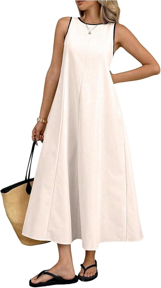 SHENHE Women's Sleeveless Flowy Maxi Dress Loose Flare Summer Casual Vacation Sundress | Amazon (US)