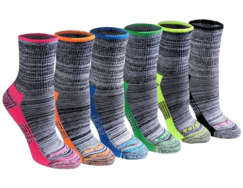 Dickies Women's Dri-Tech Advanced Moisture Wicking Mid-Crew Socks, Available in M-L (6,12 Pairs), Black Marl Assorted (6 Pairs), Medium | Amazon (US)