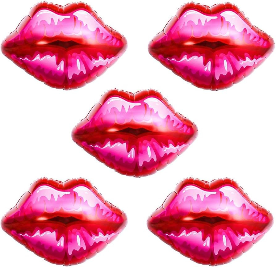 HORUIUS Red Lips Balloons Red Kiss Lips Balloons Shaped Aluminum Foil Mylar Balloons for Birthday... | Amazon (US)