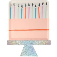 Birthday Cake Paper Plates, Set Of 8 Die-Cut Party Plates With Silver Sparkle Foil Details | Etsy (US)