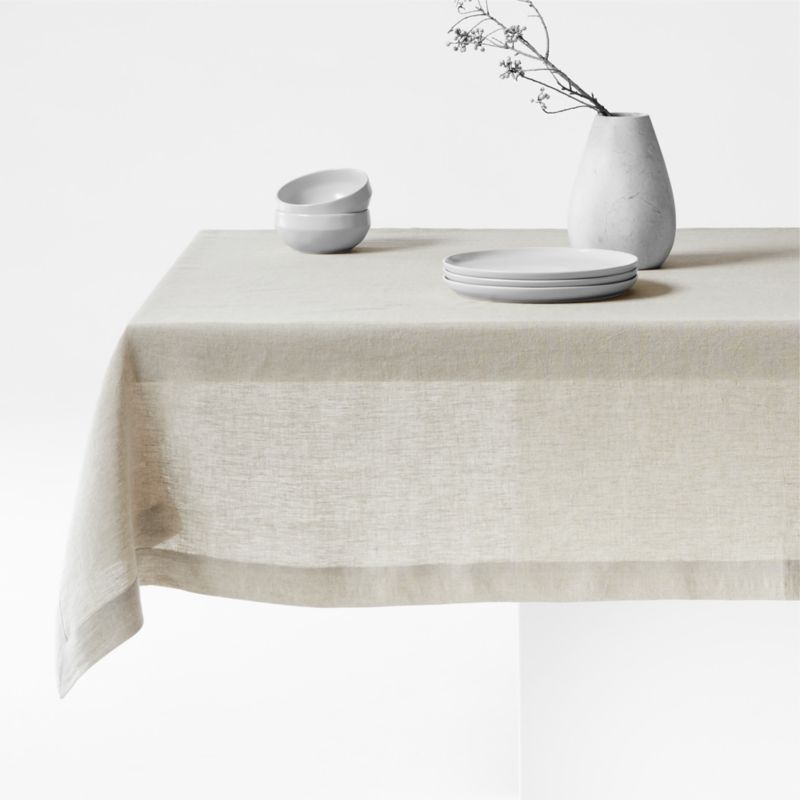 Marin Natural Linen Tablecloth 60 x 90 + Reviews | Crate & Barrel | Crate & Barrel