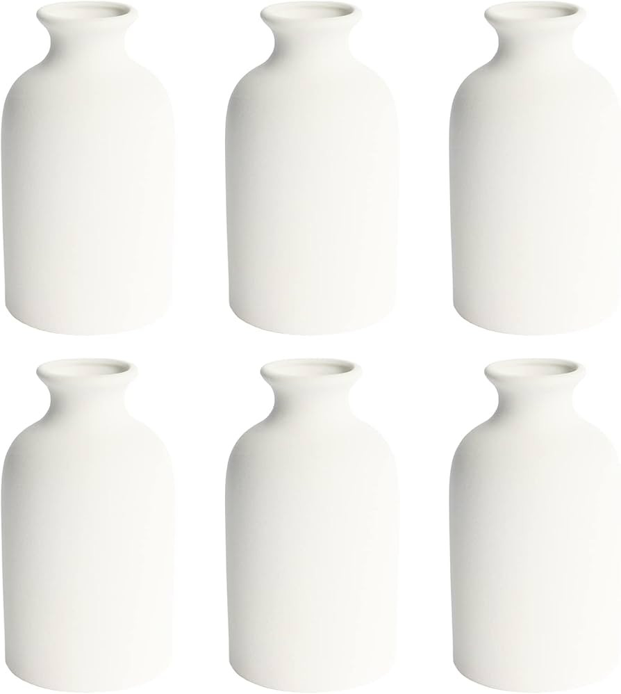 YANLING 6 Pack White Vase Small Ceramic Vases for Decor, White Vases for Flowers Boho Vase for Ho... | Amazon (US)