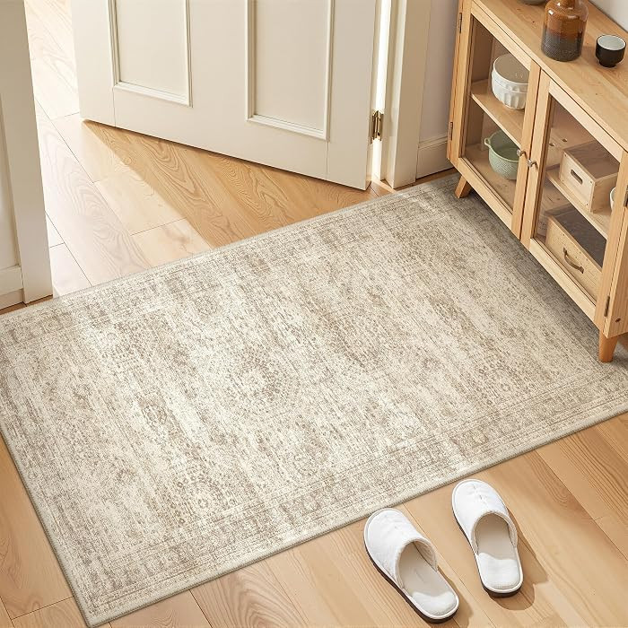 2x4 Washable Rug Runner for Bathroom, Soft Entryway Rug for Laundry Room, Kitchen, Vintage Abstra... | Amazon (US)