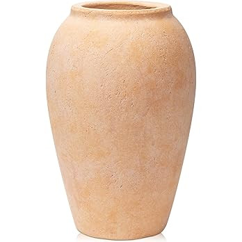 Handcrafted Flower Vase, 9.6" Tall Terracotta Vase, Vintage Rustic Ceramic Vase Décor, Wide Mout... | Amazon (US)