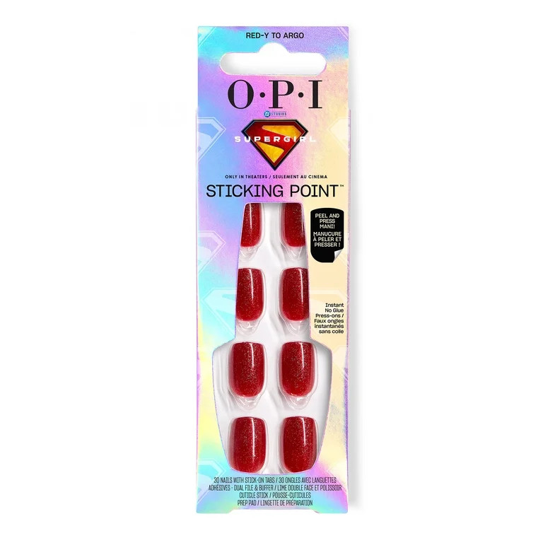 OPI Sticking Point Press on Nails, Red-y to Argo, with Built-in Sticky Tabs | Walmart (US)