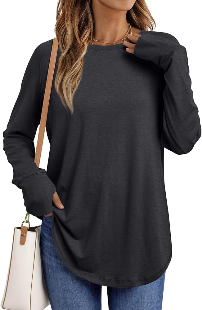 AUTOMET Womens Long Sleeve Shirts Crew Neck Casual Tshirts Fall Fashion Tops Loose Fit Lightweigh... | Amazon (US)