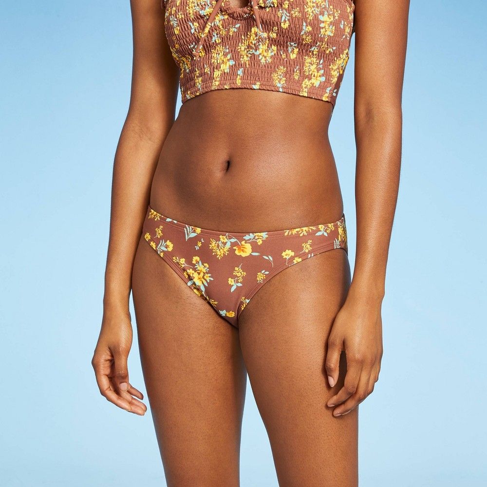 Juniors' Hipster Bikini Bottom - Xhilaration Multi Floral Print S, Blue/Brown/Yellow | Target