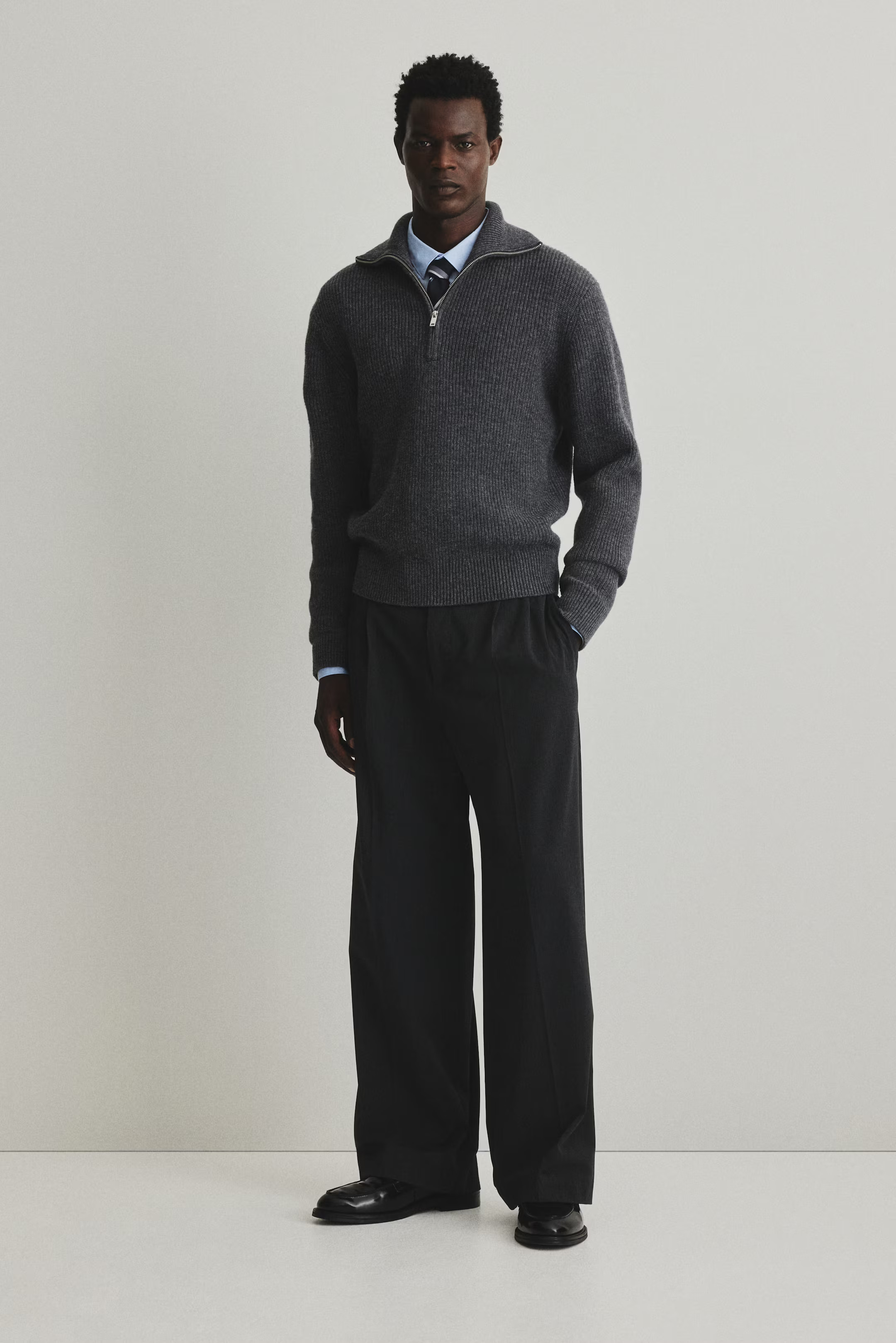 Regular-Fit Half-Zip Wool Polo Sweater | H&M (US + CA)