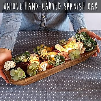 Decorative Wooden Dough Bowl Decor Approx 20 Inch, Wood Long Dough Bowl, Large Wooden Dough Bowl,... | Amazon (US)