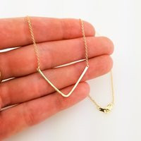 Solid Gold Chevron Layering Necklace, 14K Yellow Mother's Day Gift For Wife | Etsy (US)