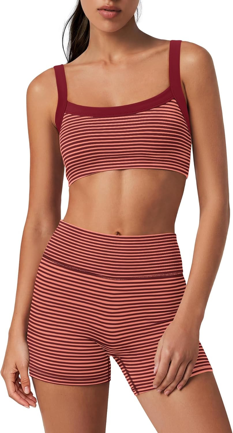 Womens Striped Workout Sets 2 Piece | Amazon (US)