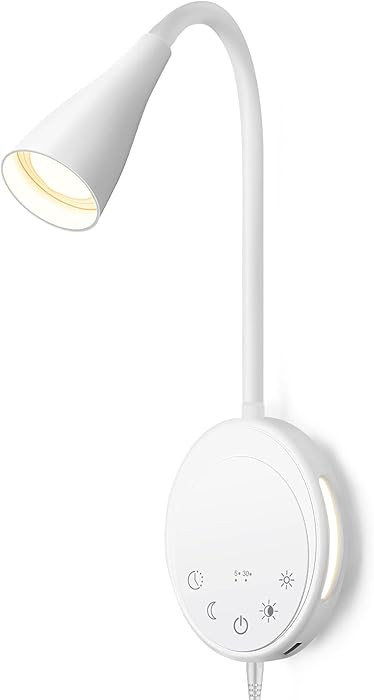 LED Wall Mounted Reading Light, Book Light for Reading in Bed with Touch Control, 5 Dimmable, USB... | Amazon (US)
