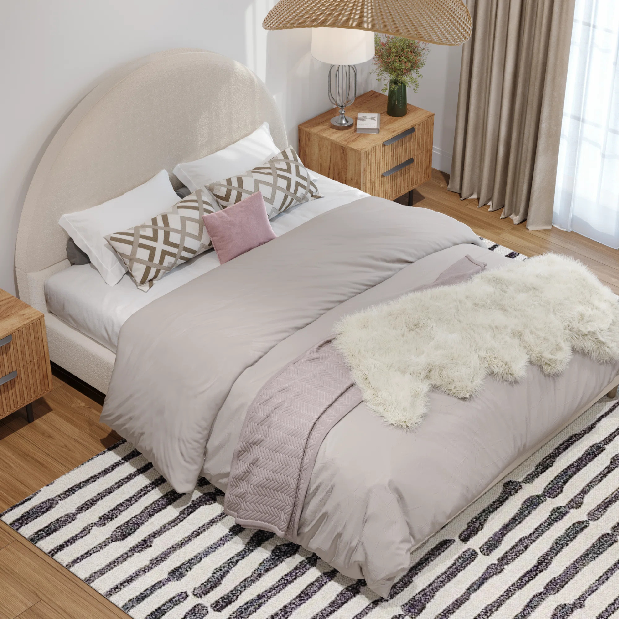 Jodiel Arched Boucle Upholstered Bed Frame | Wayfair North America