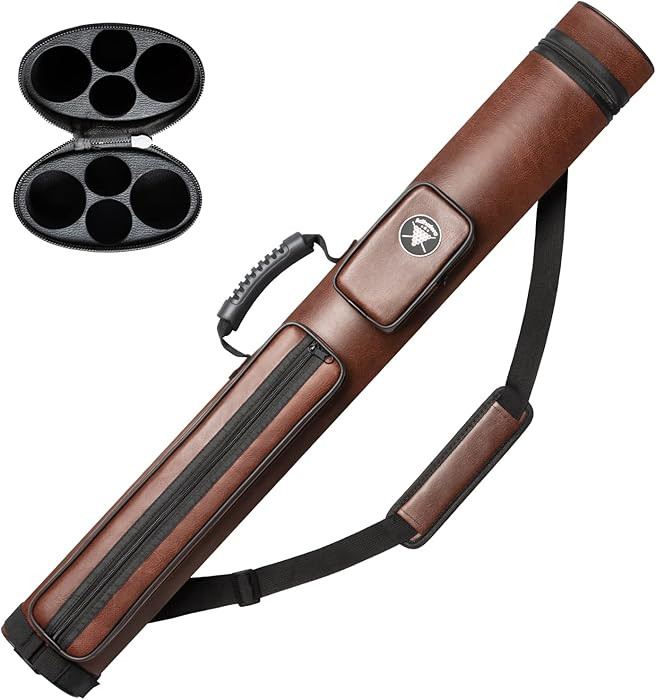 Adhafera Pool Cue Case, 2 X 2 Hard Pool Stick Case, Made of Faux Leather Billiards Accessories | Amazon (US)