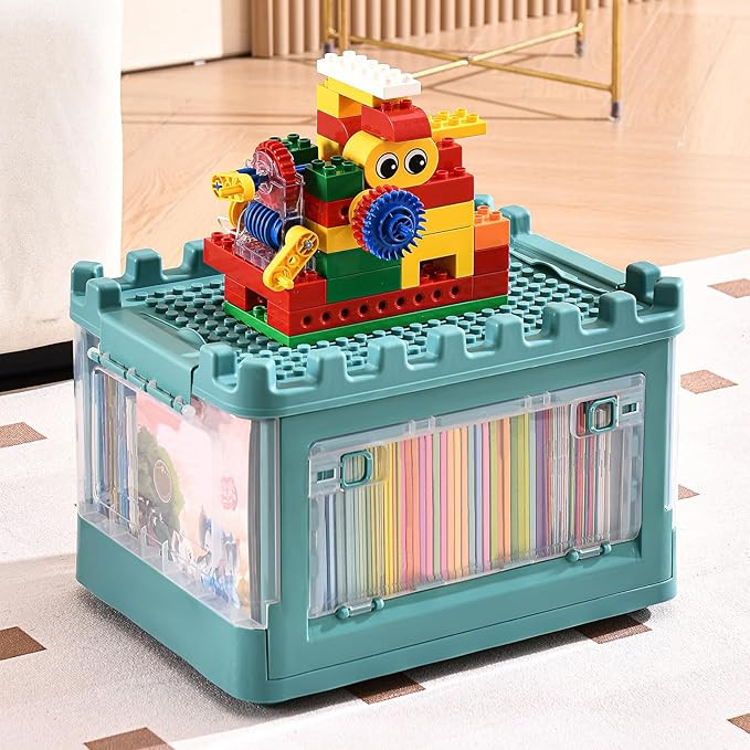 Collapsible Kids Storage Box for Lego Blocks Toys Organizer Storage Toy Stackable Building Blocks... | Amazon (US)
