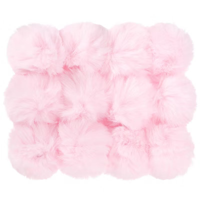 Unique Bargains Fluffy Soft Elastic Faux Fur Pom Poms for Hats DIY Scarves Gloves 12 Pcs Pink | Target