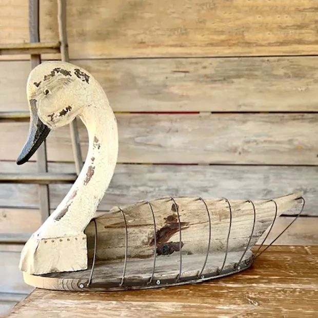 LARGE Antique Inspired Swan Decoy | Antique Farm House