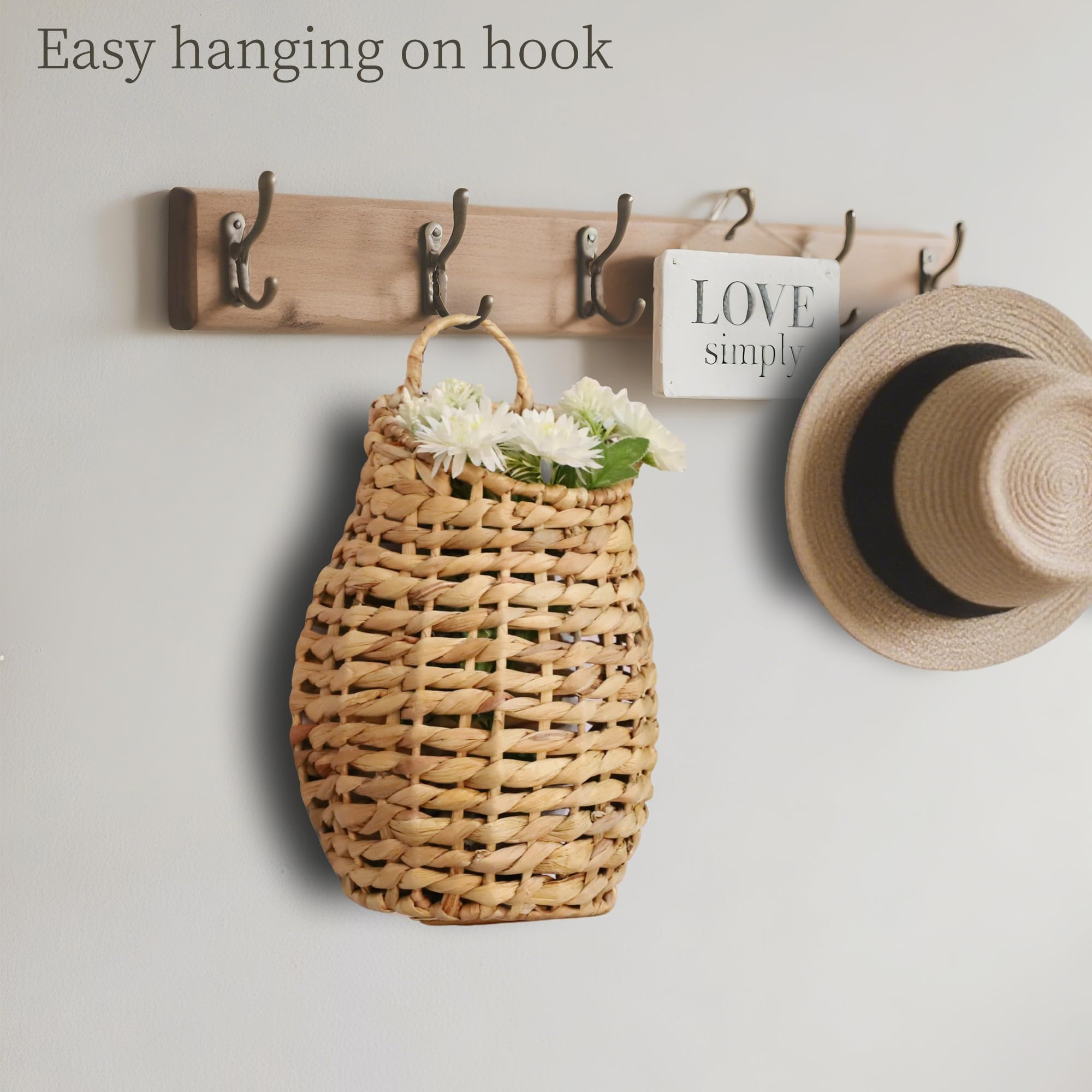 YRMT Water Hyacinth Woven Hanging Basket Wall Hanging Basket Decorative Front Door Basket Decor f... | Amazon (US)