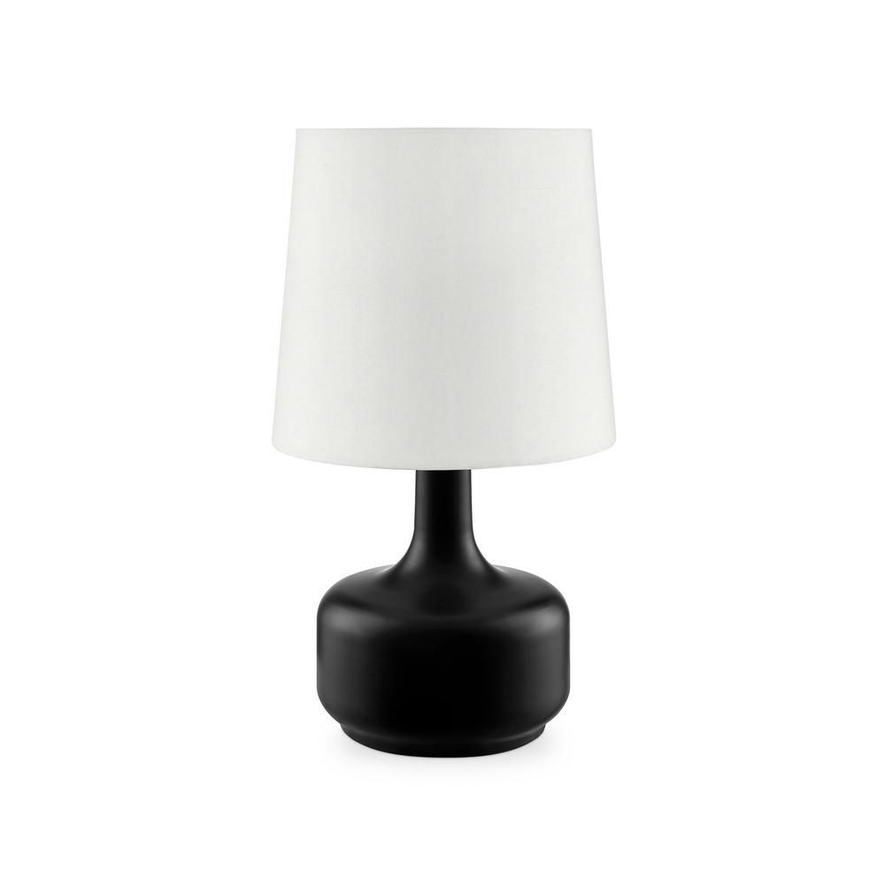 Cheru 17.25 in. Powder Black Touch-On Table Lamp | The Home Depot