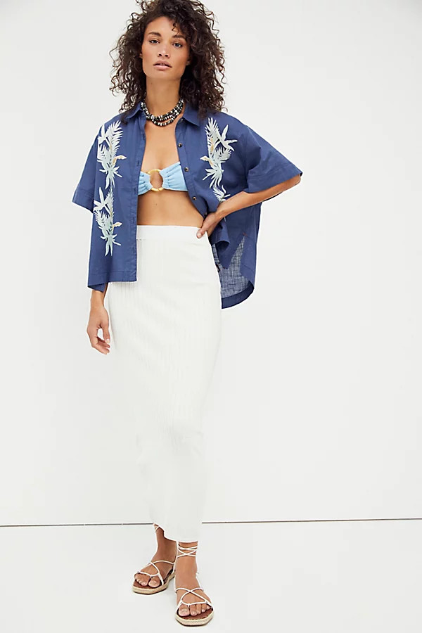 Beach To Night Midi Swit Skirt by Free People, Cream, L | Free People (Global - UK&FR Excluded)