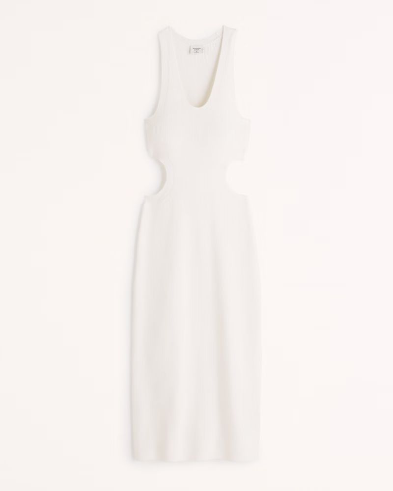 Abercrombie & Fitch Women's Elevated Knit Side Cutout Midi Dress in White - Size XL | Abercrombie & Fitch (US)