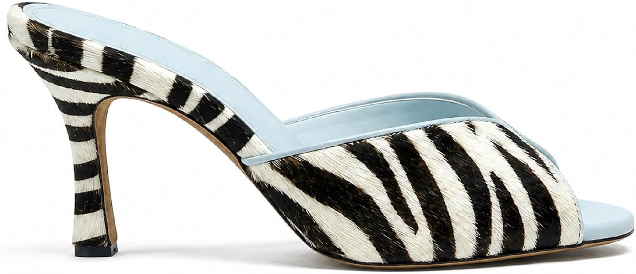 Womens Zebra Heels Kitten Heel Sandals Open Peep Toe Stiletto High Heeled Mules Pumps Shoes Slip ... | Amazon (US)