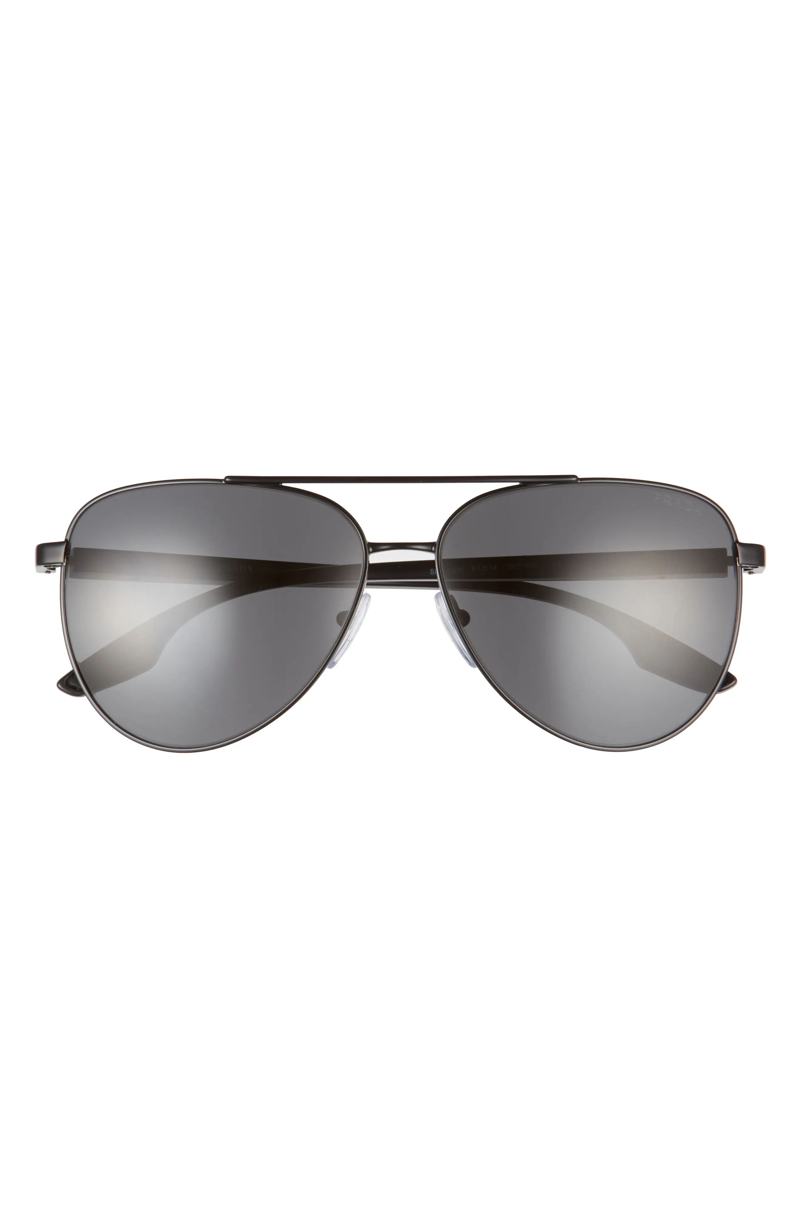 Prada Linea Rossa Prada 61mm Pilot Sunglasses in Matte Black/Dark Grey at Nordstrom | Nordstrom