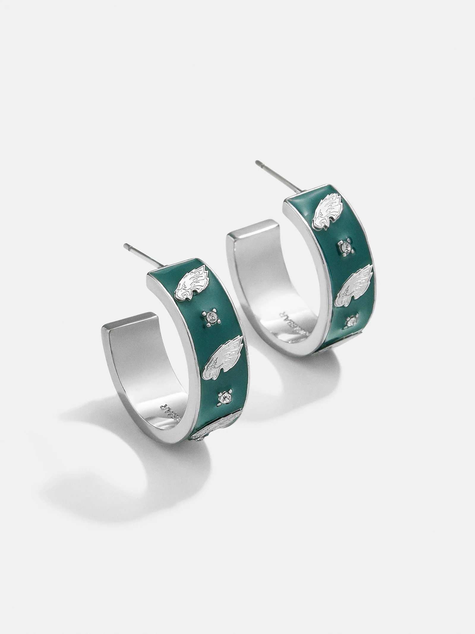 WEAR By Erin Andrews x BaubleBar Philadelphia Eagles Enamel Hoop Earrings - Philadelphia Eagles | BaubleBar (US)
