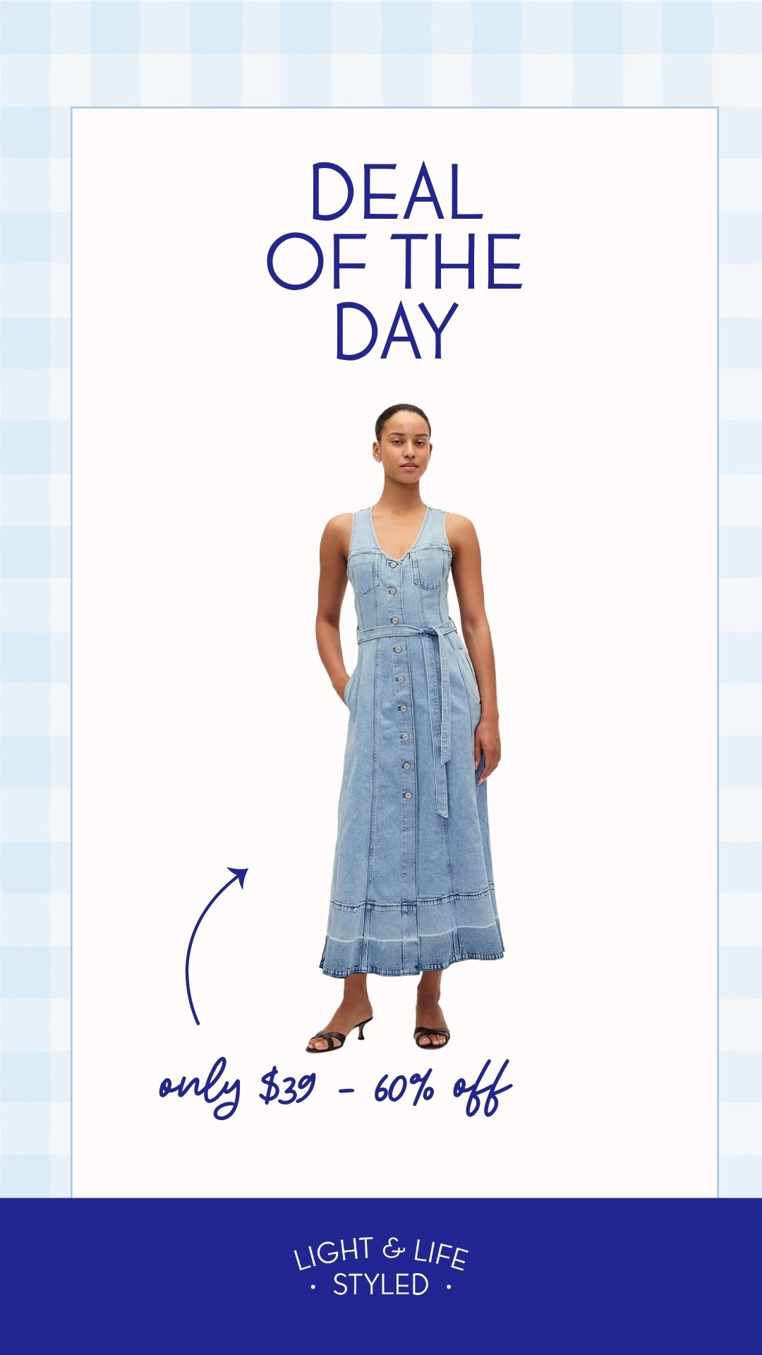 Originally over $100 this denim dress is less than $40.

60 percent off today.