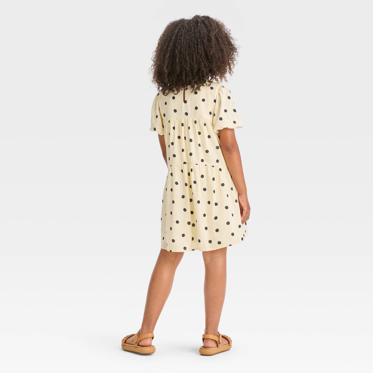 Girls' Short Sleeve Woven Dress - Cat & Jack™ Ivory Dot | Target