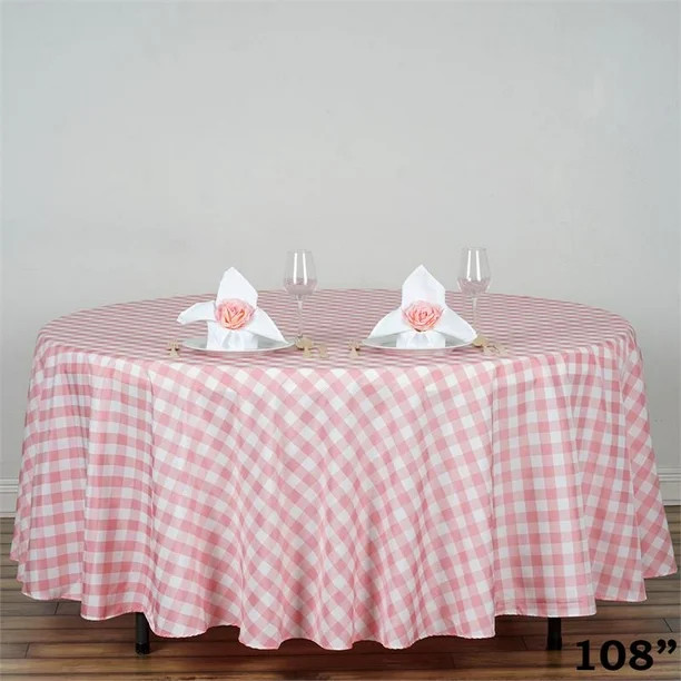 BalsaCircle 108 in Gingham Checkered Polyester Tablecloth - Rose Quartz Pink and White - Walmart.... | Walmart (US)
