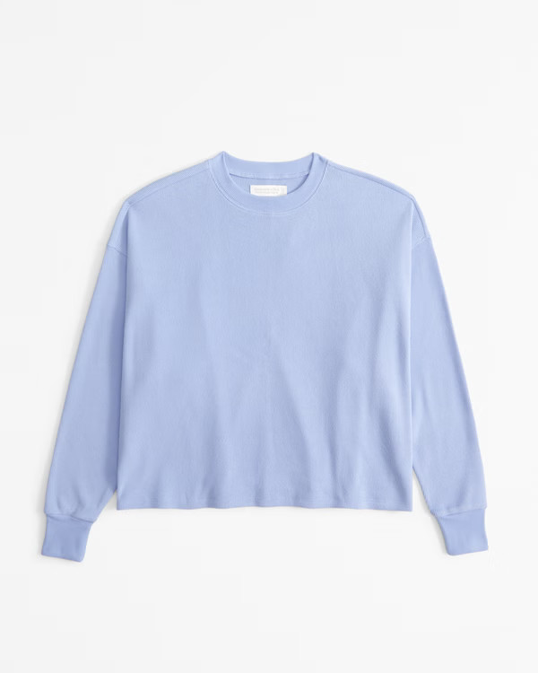 Women's Long-Sleeve Oversized Lounge Waffle Tee | Women's Tops | Abercrombie.com | Abercrombie & Fitch (US)