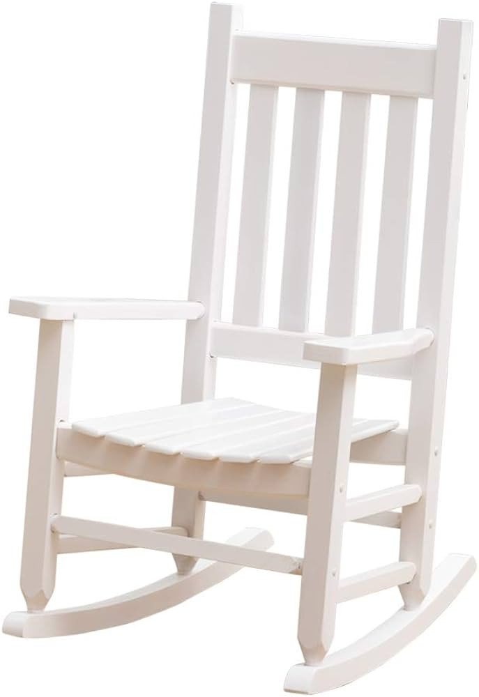 B&Z KD-23W Child's Wooden Rocking Chair Porch Rocker - Indoor/Outdoor Ages 6-10 (White) | Amazon (US)