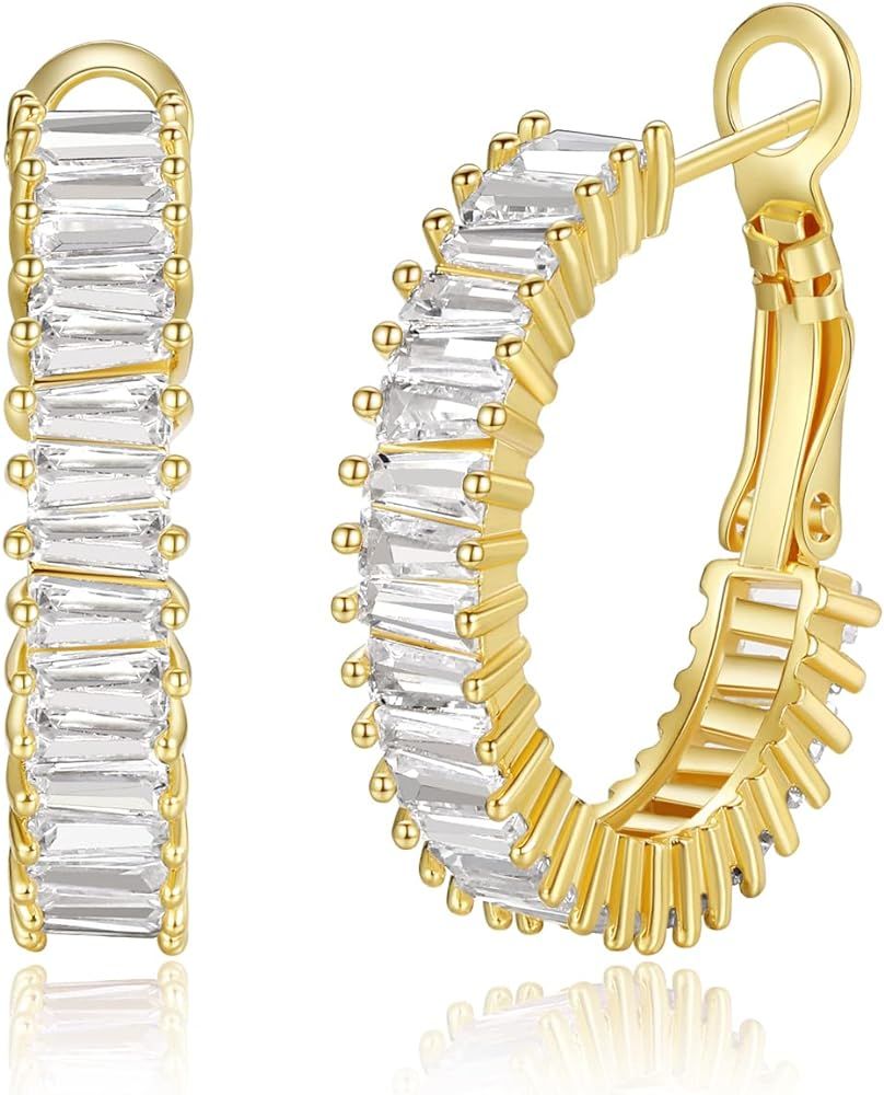 GLOQUAT Trendy Twisted Gold Hoop Earrings for Women, Lightweight Chunky Silver Earrings for Girls... | Amazon (US)