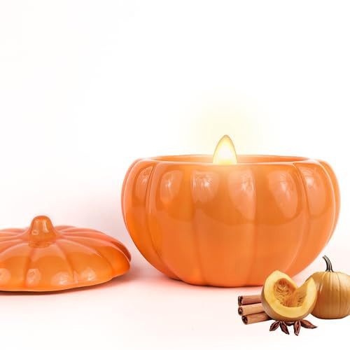 Fall Candle Spice Pumpkin Decorations: Fall Decorations for Home Scented Candles Natural Soy Wax Spiced Pumpkin Candles- Thanksgiving Centerpiece for Autumn Indoor Decor | Amazon (US)