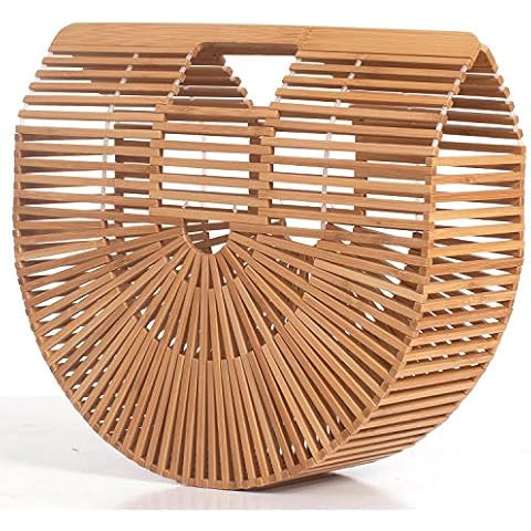 Miuco Womens Bamboo Handbag Handmade Large Tote Bag | Amazon (US)