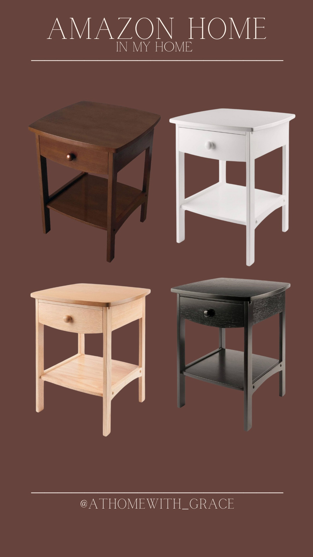 Accent table - comes in four colors. We have the natural wood table. I love the walnut color on it! This has great reviews and is a very popular item. We’ve had ours for almost three years and it’s been used in multiple different rooms in our home. Right now, we use it as a nightstand for our daughters room  

#LTKHome #LTKFindsUnder50 #LTKFindsUnder100