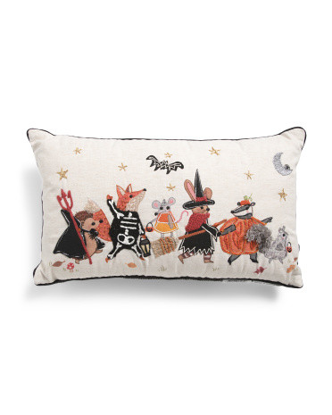 14x24 Linen Blend Dressed Up Critters Pillow | Polyester/Cotton/Cotton | Marshalls