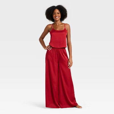 Women's Luxury Collection Satin Tank Top and Pants Pajama Set - Auden™ Red XXL | Target